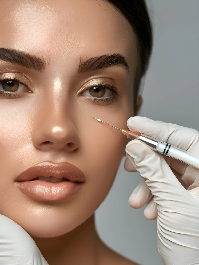 woman receiving microneedling rejuvenation treatment. Mesotherapy.